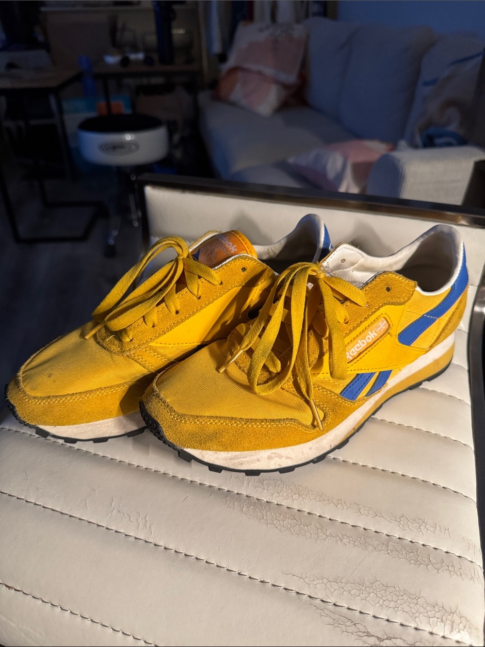 Reebok Men’s Yellow and Blue Retro Runner Sneakers